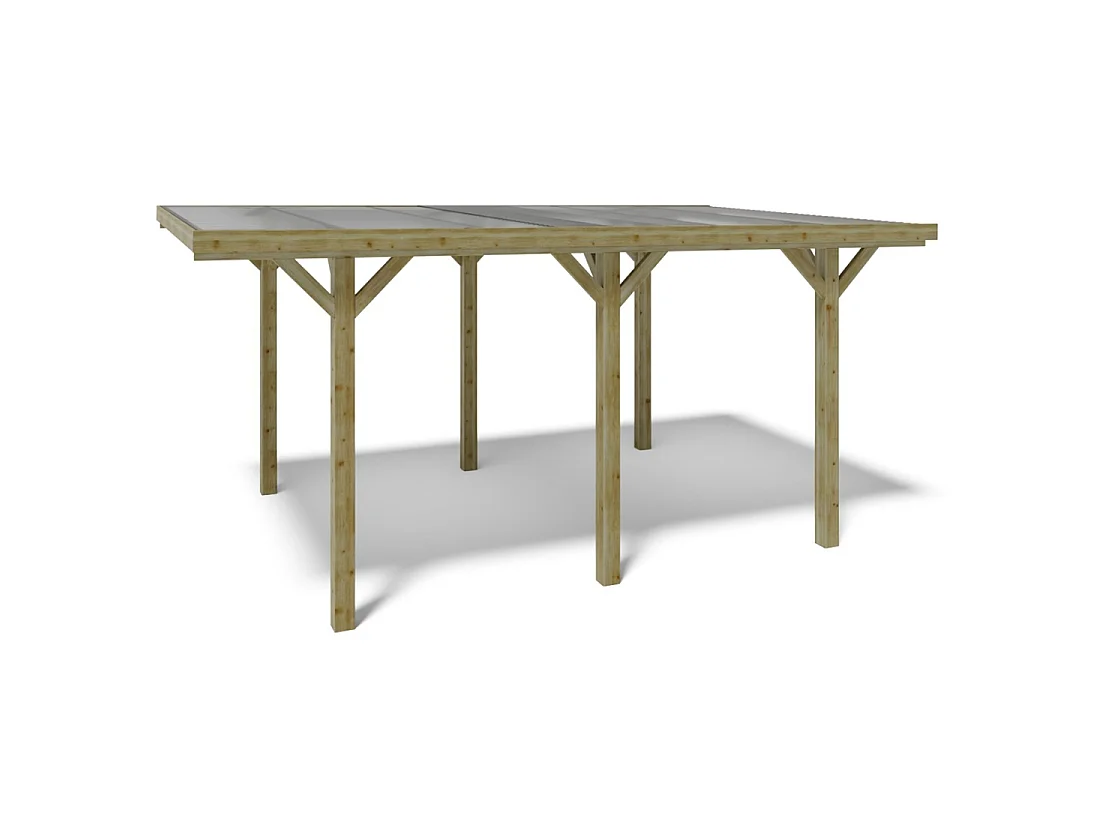 Tettoia posto auto coperto in legno 3.04x5.12 m - 15.56 m2 - copertura PVC   - CAR10PVCTR - ALTANKA