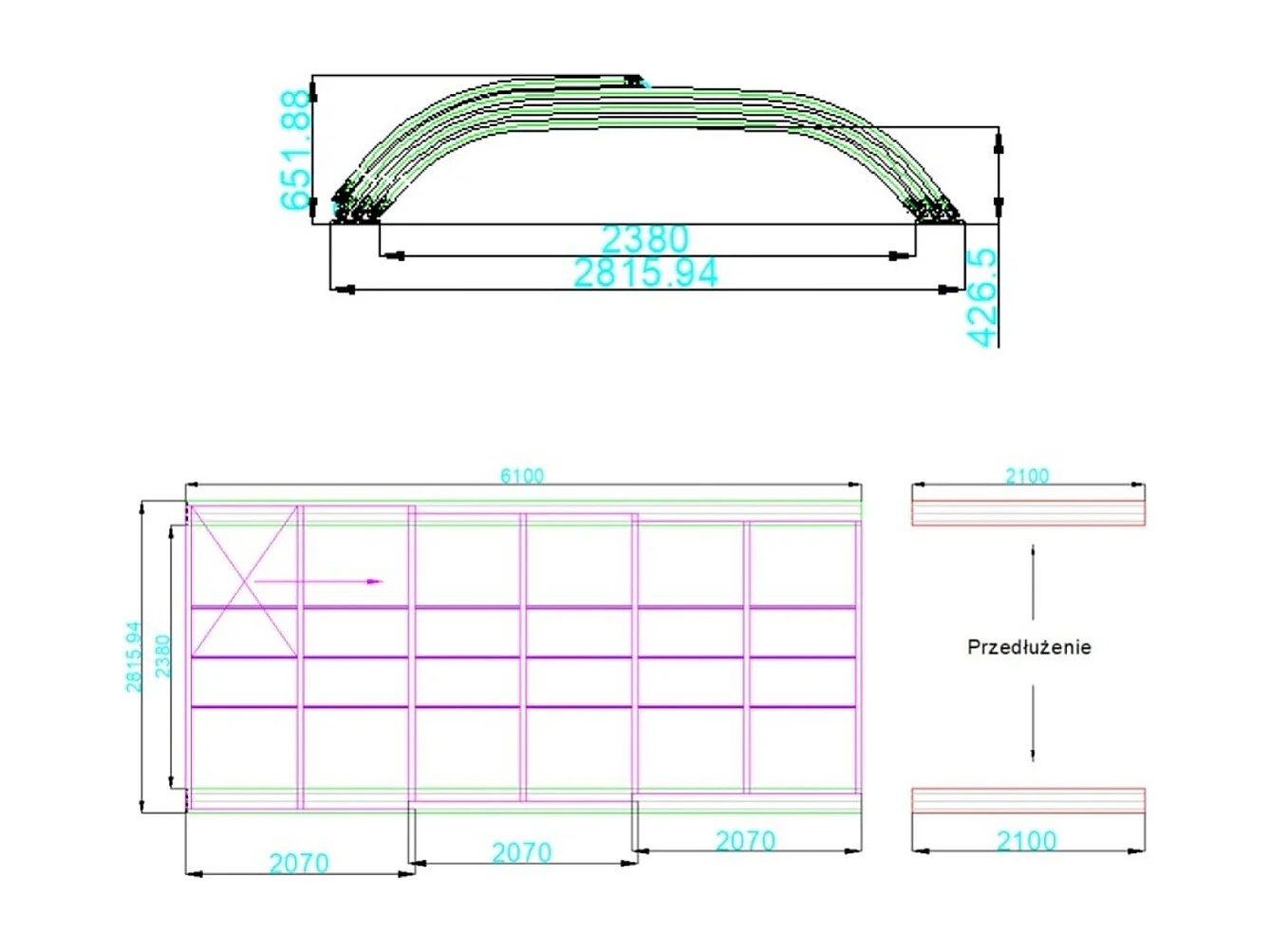 Abri de piscine Horizon - 6.1x2.38 m - polycarbonate alvéolaire 8 mm - pour piscine BAS7306 - ECO306 - ALTANKA