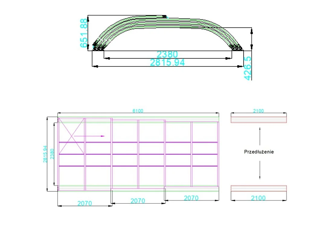 Copertura telescopica per piscina Horizon - 6.1x2.38 m - Policarbonato alveolare da 8 mm - per la piscina BAS7306 - ECO306 - ALTANKA