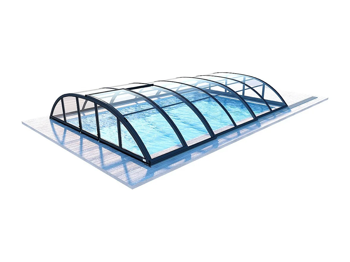 Abri de piscine Horizon pour les modèles 7,20x4,20 m - BAS58, BAS758 - polycarbonate massif 3 mm - Couleur Ral7016 Graphite - ECO222 - ALTANKA