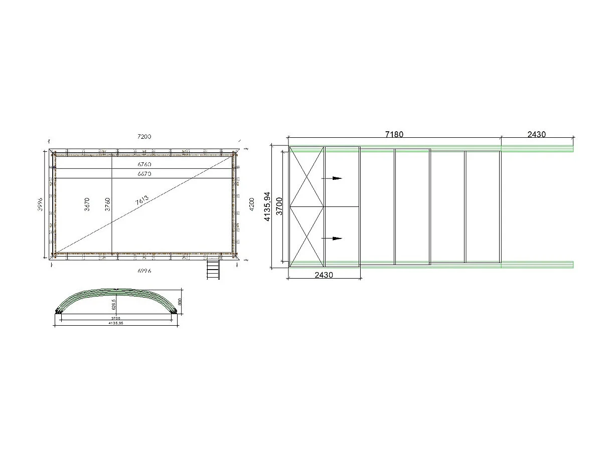 Abri de piscine Horizon pour les modèles 7,20x4,20 m - BAS58, BAS758 - polycarbonate massif 3 mm - Couleur Ral7016 Graphite - ECO222 - ALTANKA