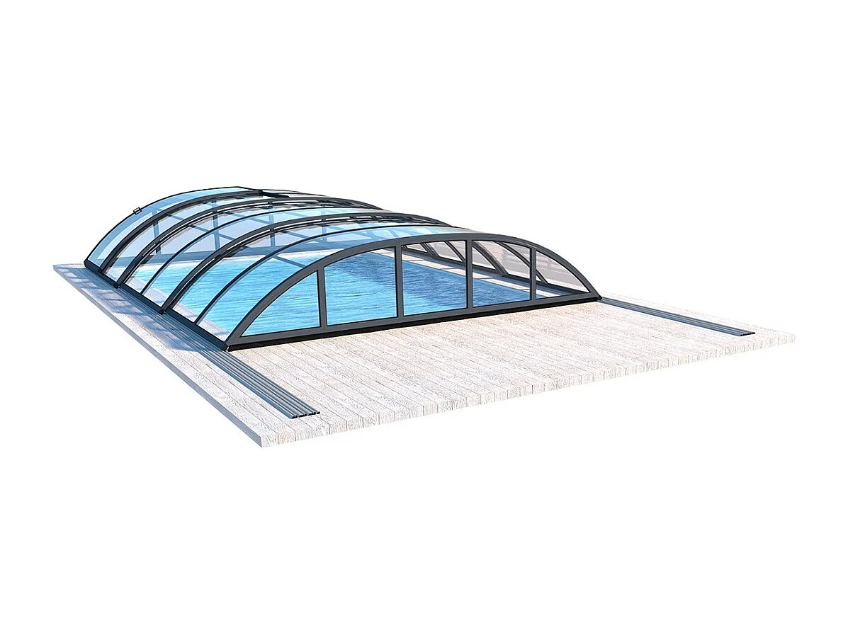 Abri de piscine Horizon pour les modèles 7,20x4,20 m - BAS58, BAS758 - polycarbonate massif 3 mm - Couleur Ral7016 Graphite - ECO222 - ALTANKA