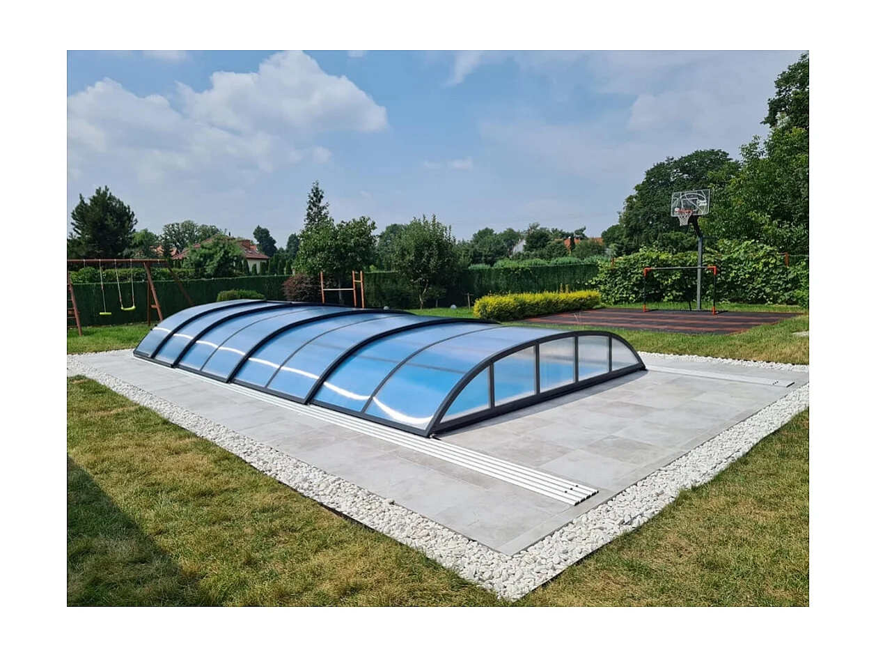 Copertura per la piscina Horizon - 8,61x4,20 m - Policarbonato alveolare da 8 mm - Colore Antracite RAL7016 - ECO203 - ALTANKA