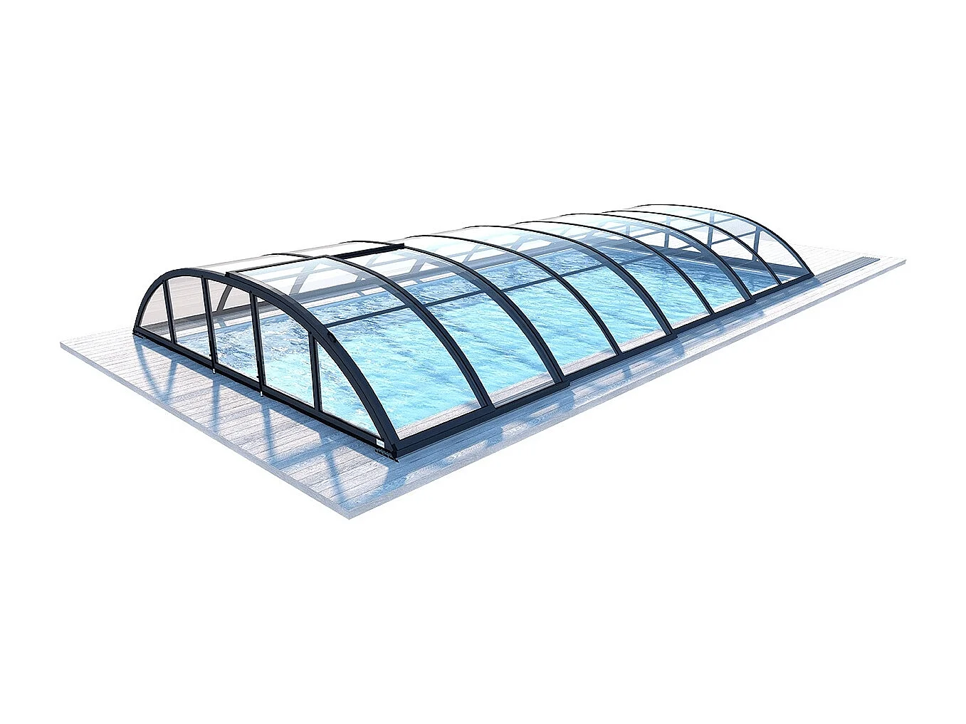 Copertura per la piscina Horizon - 6,47x3,50 m - Policarbonato compatto da 3 mm - Colore Antracite RAL7016 - ECO202 - ALTANKA