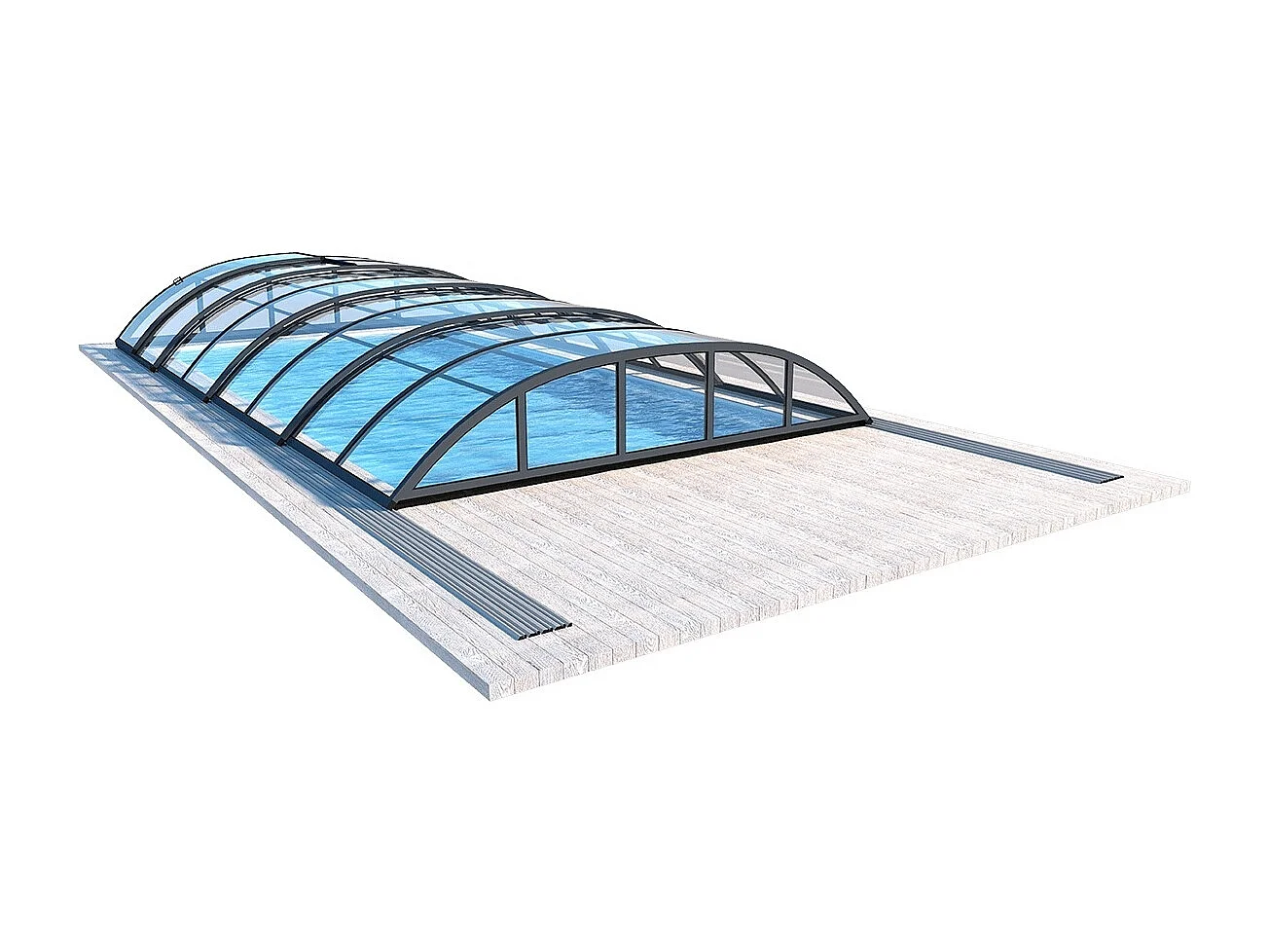 Copertura per la piscina Horizon - 6,47x3,50 m - Policarbonato compatto da 3 mm - Colore Antracite RAL7016 - ECO202 - ALTANKA