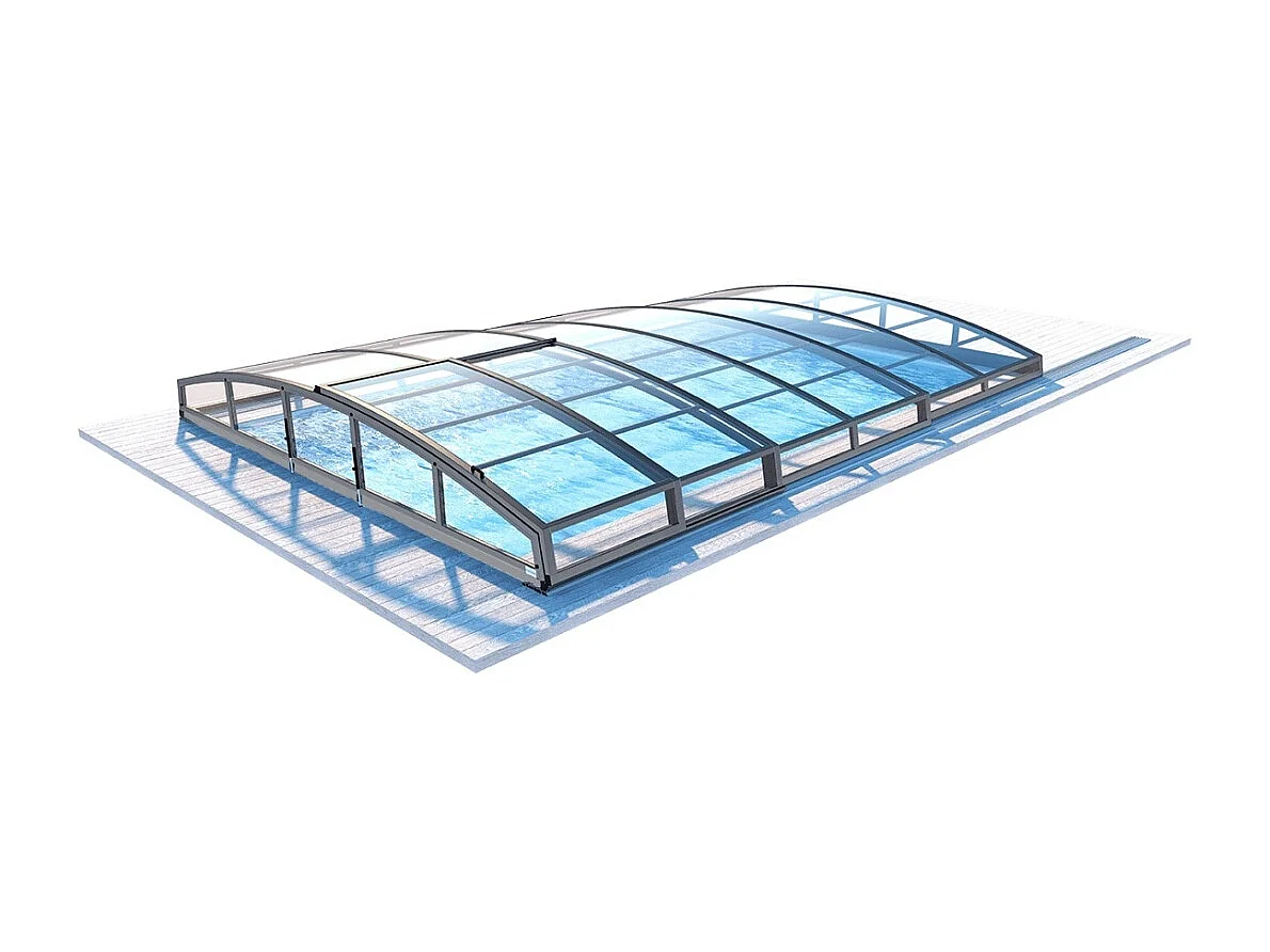 Abri de piscine Skyline pour les modèles 6,20x3 m - BAS87, BAS787 - polycarbonate massif 3 mm - Couleur Ral7037 Gris  - ECO324 - ALTANKA