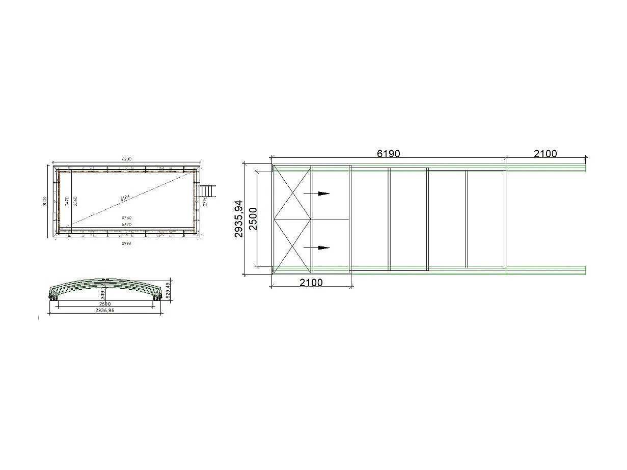 Abri de piscine Skyline pour les modèles 6,20x3 m - BAS87, BAS787 - polycarbonate massif 3 mm - Couleur Ral7037 Gris  - ECO324 - ALTANKA