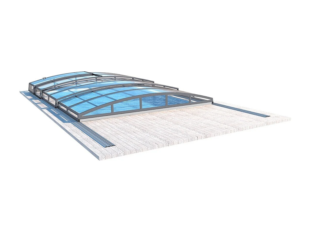 Abri de piscine Skyline pour les modèles 6,20x3 m - BAS87, BAS787 - polycarbonate massif 3 mm - Couleur Ral7037 Gris  - ECO324 - ALTANKA
