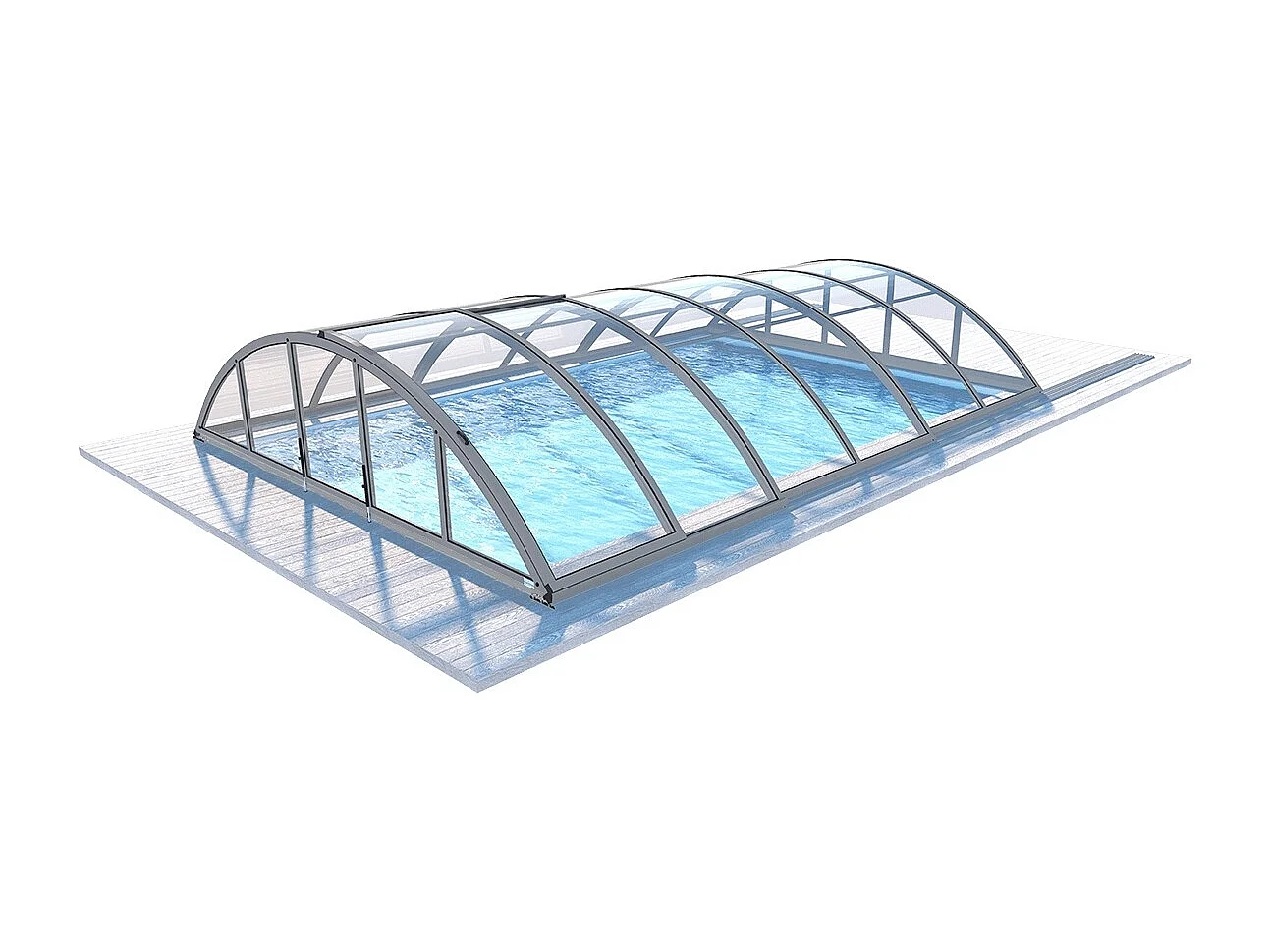 Copertura per la piscina Orbit - 6,47x3,50 m - Policarbonato compatto da 3 mm - Colore Grigio RAL7037 - ECO104 - ALTANKA
