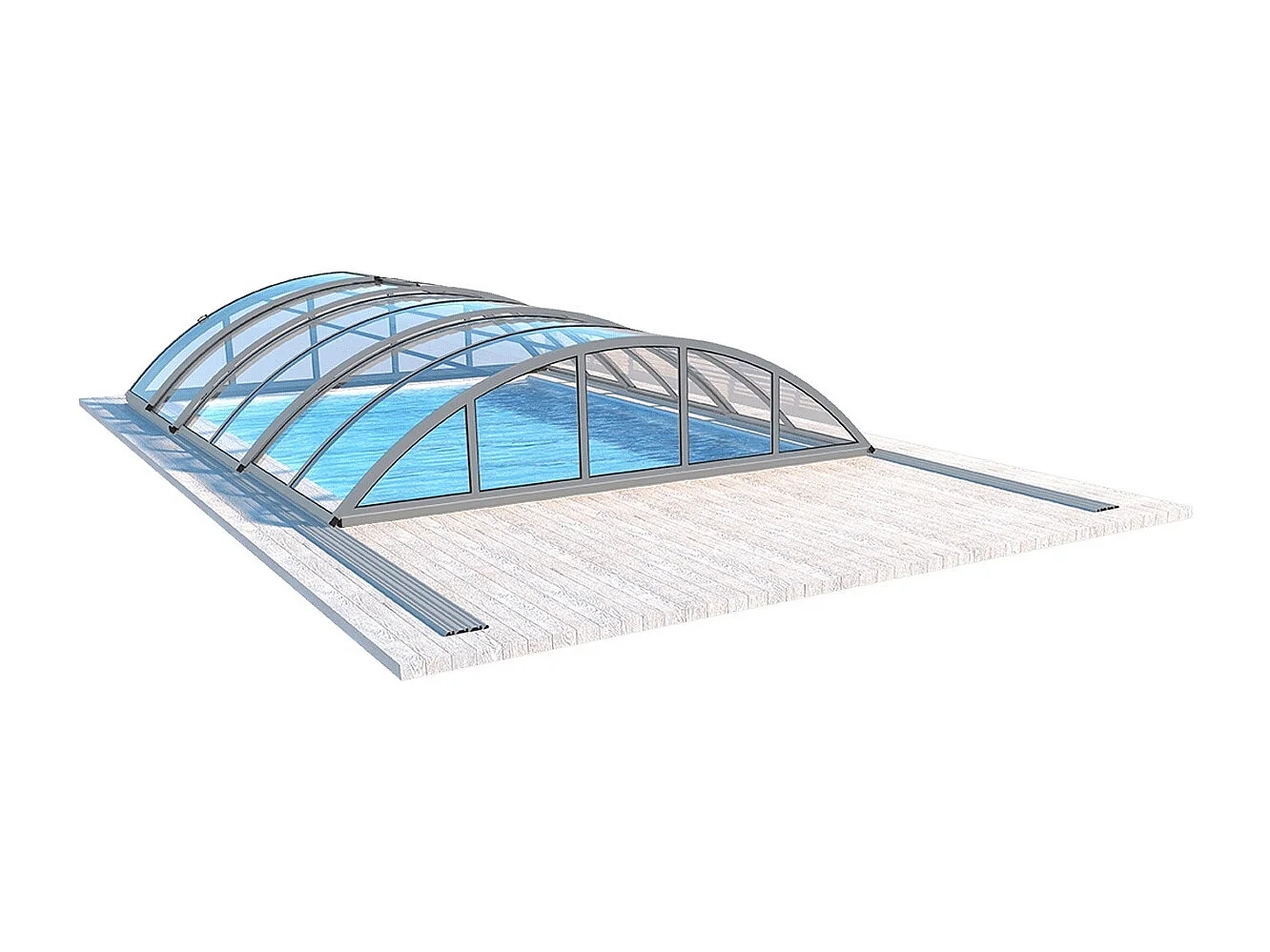 Copertura per la piscina Orbit - 6,47x3,50 m - Policarbonato compatto da 3 mm - Colore Grigio RAL7037 - ECO104 - ALTANKA