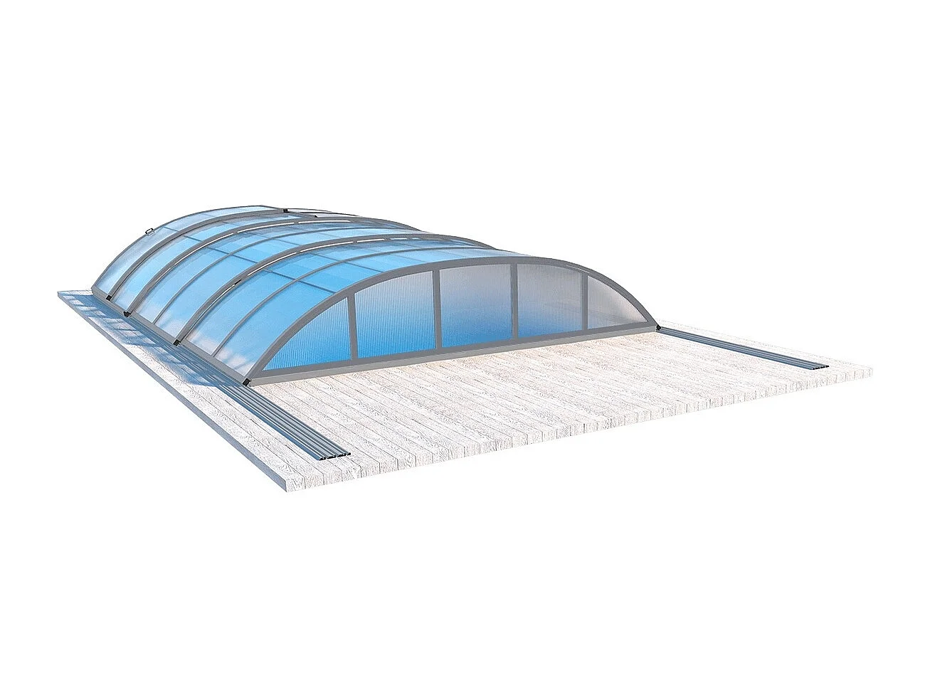 Copertura per la piscina Horizon - 6,47x3,50 m - Policarbonato alveolare da 8 mm - Colore Grigio RAL7037 - ECO207 - ALTANKA