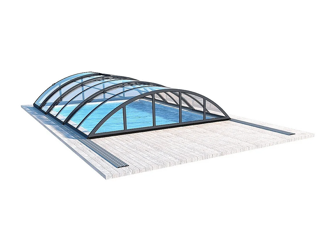 Copertura per la piscina Orbit - 6,47x3,50 m - Policarbonato compatto da 3 mm - Colore Antracite RAL7016 - ECO102 - ALTANKA