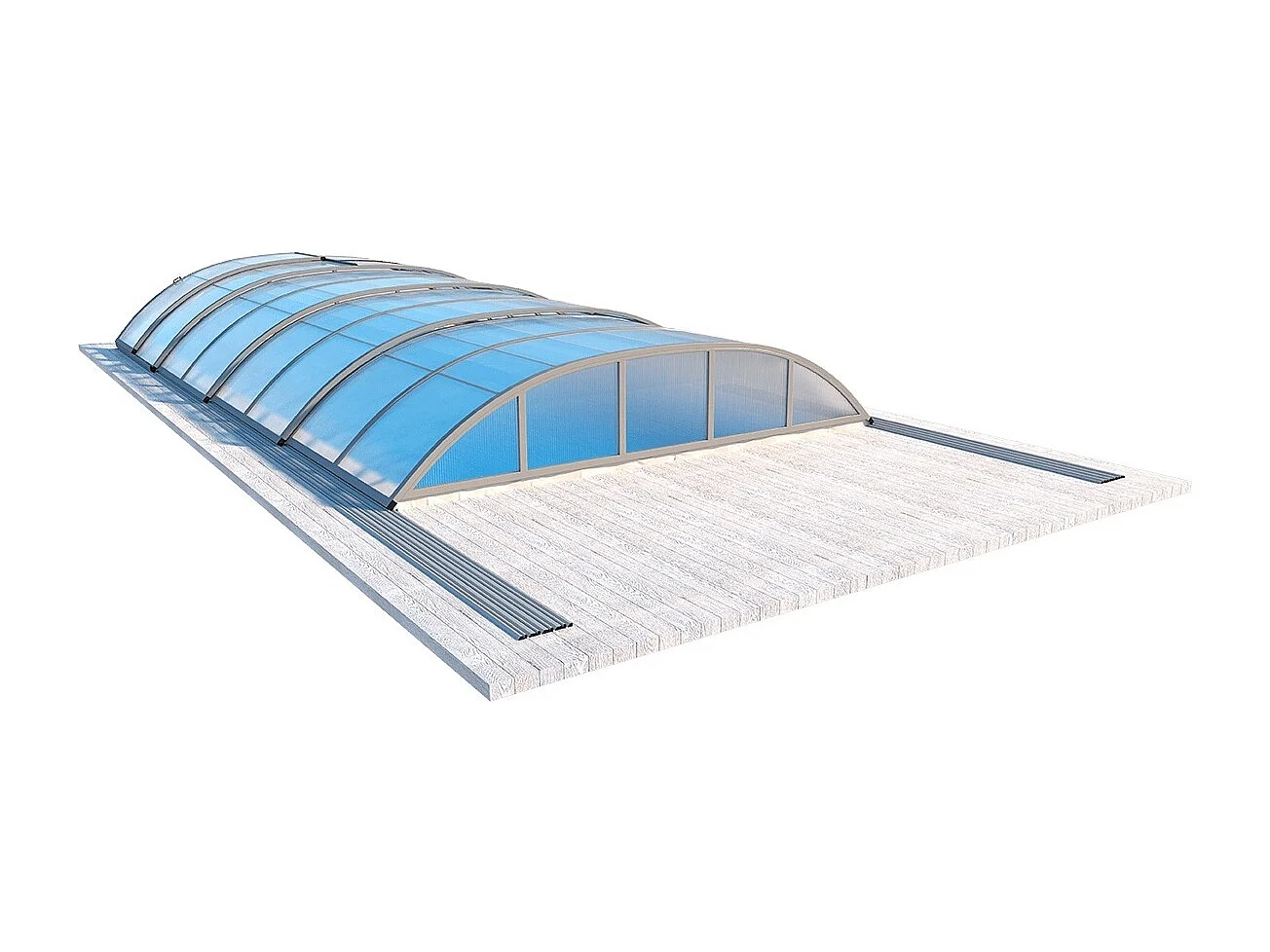 Copertura telescopica per piscina Horizon - 8.58x3.92 m - Policarbonato alveolare da 8 mm - per la piscina BAS7309 - ECO309 - ALTANKA