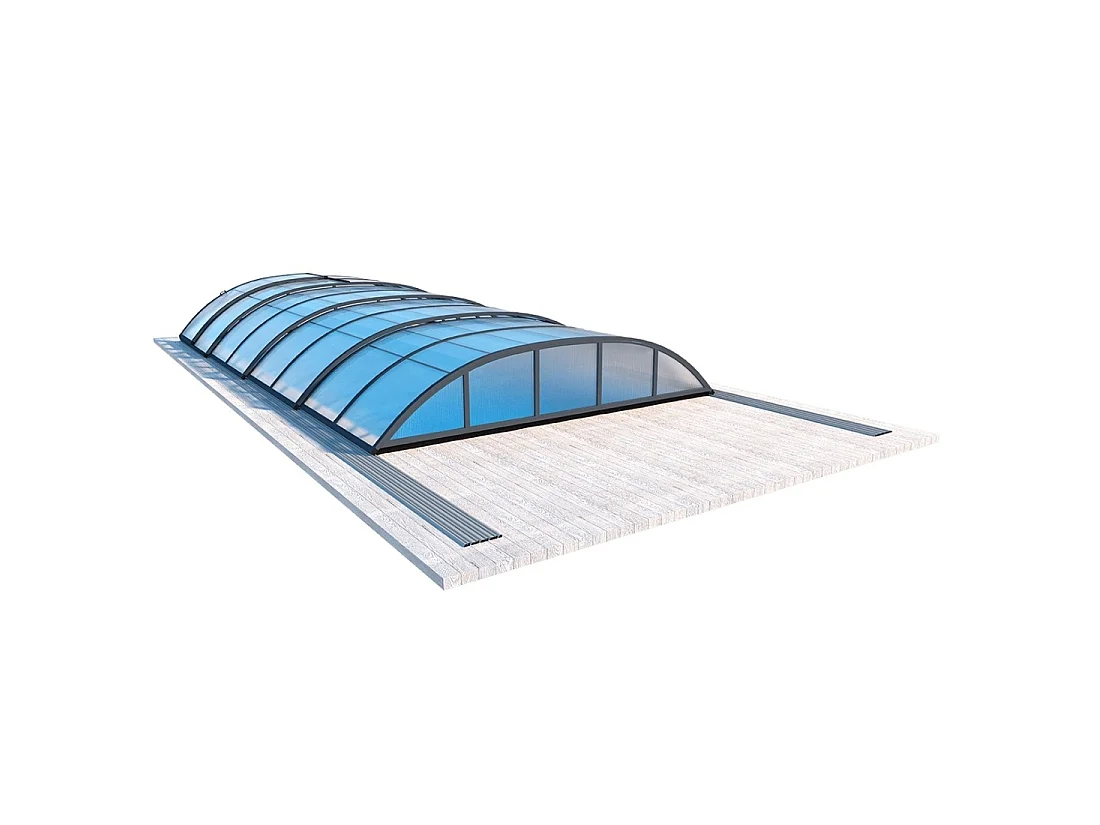 Copertura telescopica per piscina Horizon - 8.58x3.92 m - Policarbonato alveolare da 8 mm - per la piscina BAS7309 - ECO309 - ALTANKA