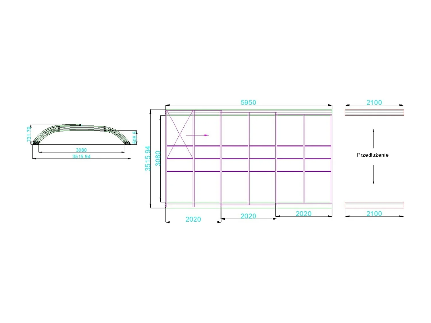 Abri de piscine Horizon - 5.95x3.08 m - polycarbonate alvéolaire 8 mm - pour piscine BAS7305 - ECO305 - ALTANKA