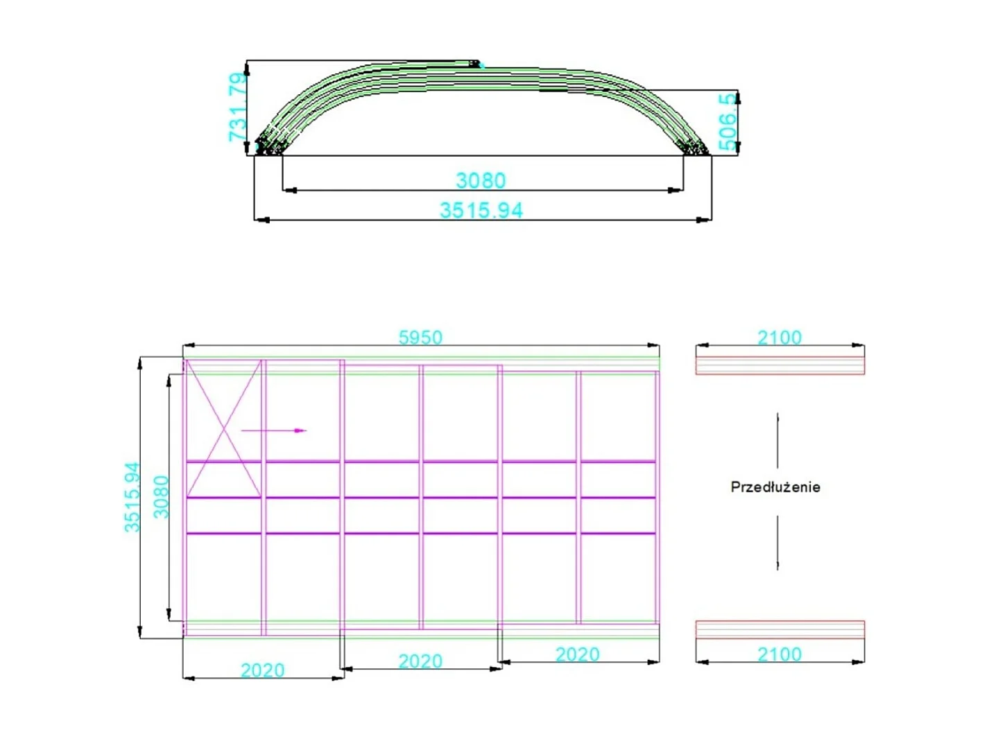 Abri de piscine Horizon - 5.95x3.08 m - polycarbonate alvéolaire 8 mm - pour piscine BAS7305 - ECO305 - ALTANKA