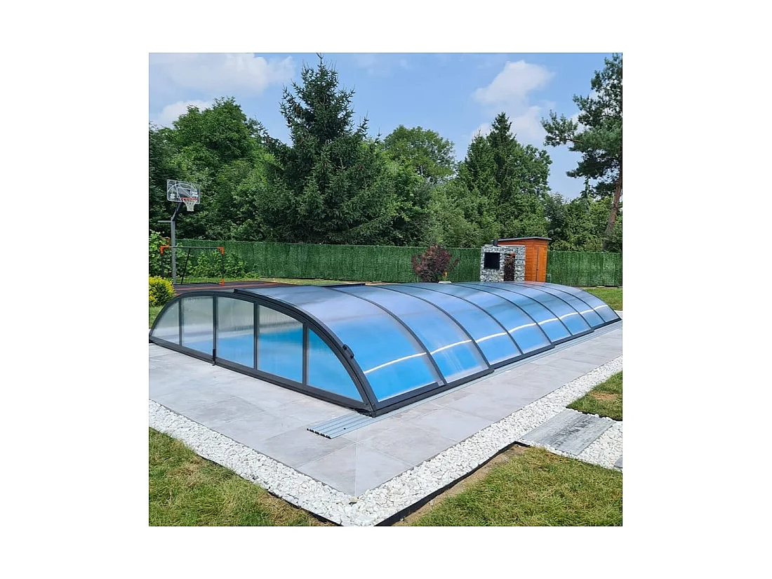 Copertura telescopica per piscina Horizon - 5.95x3.08 m - Policarbonato alveolare da 8 mm - per la piscina BAS7305 - ECO305 - ALTANKA
