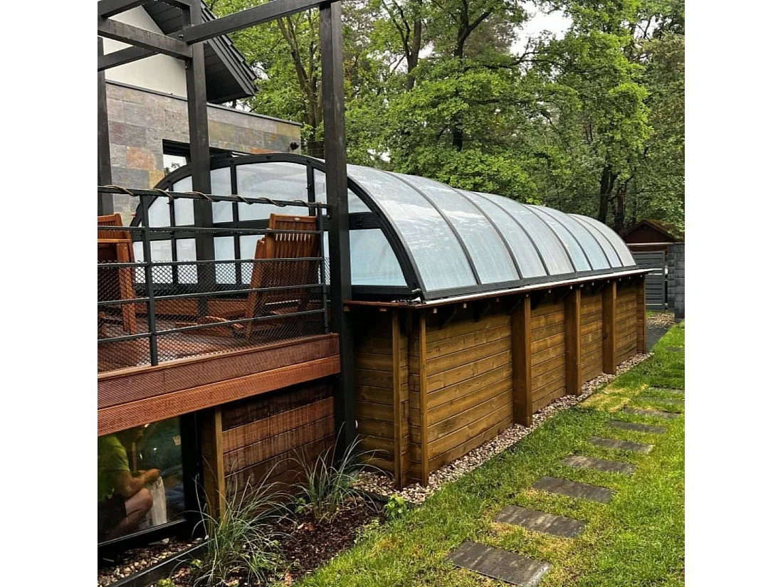 Copertura telescopica per piscina Horizon - 5.95x3.08 m - Policarbonato alveolare da 8 mm - per la piscina BAS7305 - ECO305 - ALTANKA