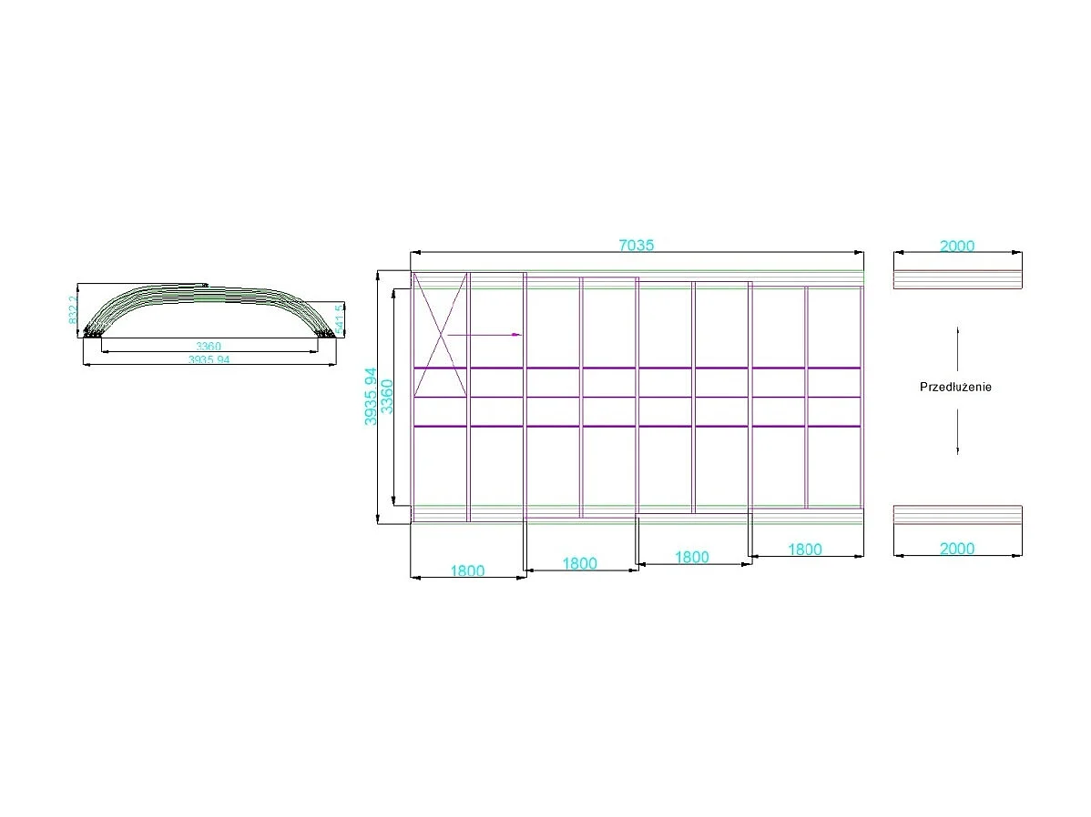 Abri de piscine Horizon - 7.03x3.36 m - polycarbonate alvéolaire 8 mm - pour piscine BAS7307 - ECO307 - ALTANKA