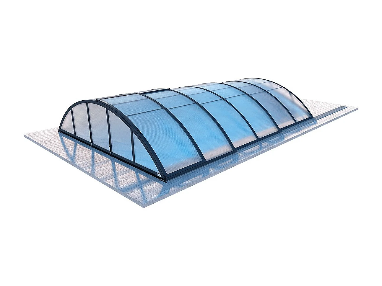 Copertura per la piscina Orbit - 6,47x3,50 m - Policarbonato alveolare da 8 mm - Colore Antracite RAL7016 - ECO101 - ALTANKA