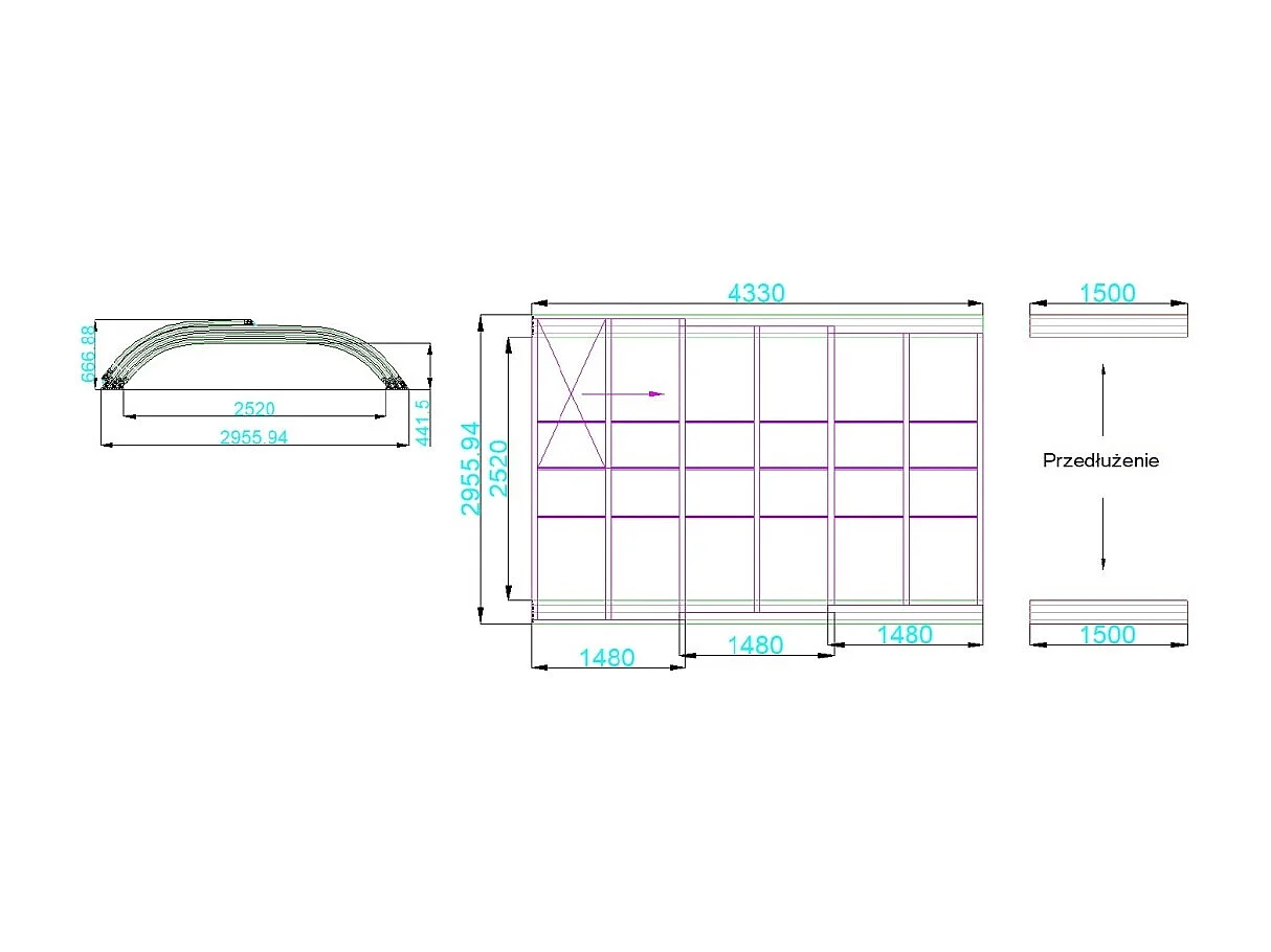Abri de piscine Horizon - 4.33x2.52 m - polycarbonate alvéolaire 8 mm - pour piscine BAS7302. BAS7303 - ECO302 - ALTANKA