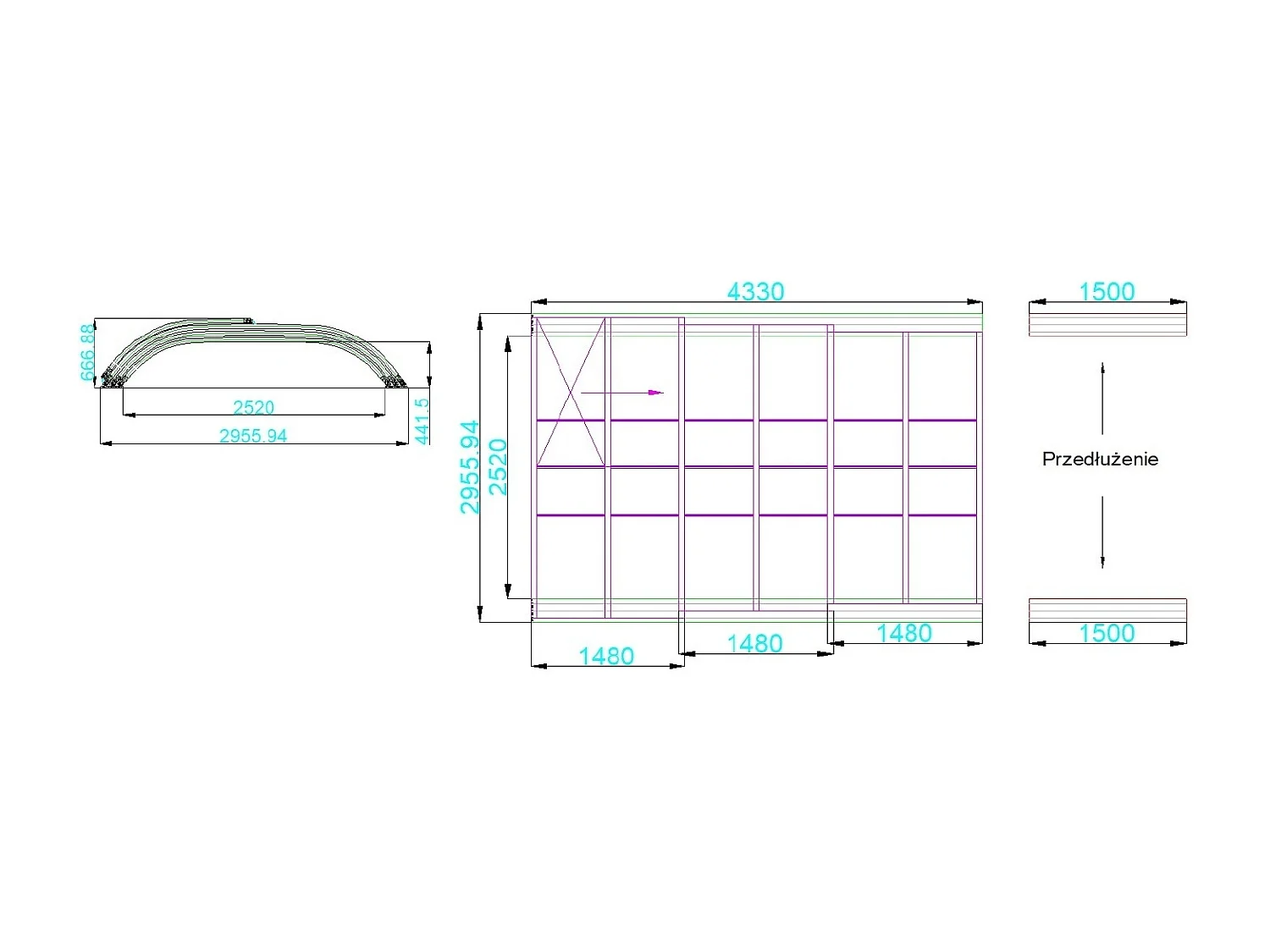 Abri de piscine Horizon - 4.33x2.52 m - polycarbonate alvéolaire 8 mm - pour piscine BAS7302. BAS7303 - ECO302 - ALTANKA