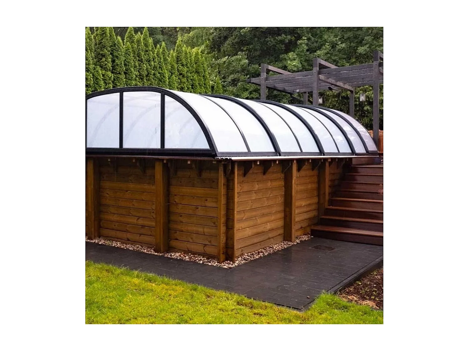 Abri de piscine Horizon - 4.33x2.52 m - polycarbonate alvéolaire 8 mm - pour piscine BAS7302. BAS7303 - ECO302 - ALTANKA