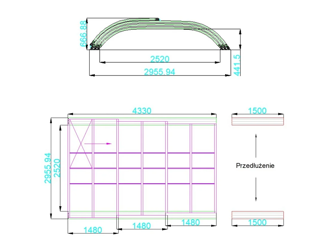 Copertura telescopica per piscina Horizon - 4.33x2.52 m - Policarbonato alveolare da 8 mm - per la piscina BAS7302. BAS7303 - ECO302 - ALTANKA