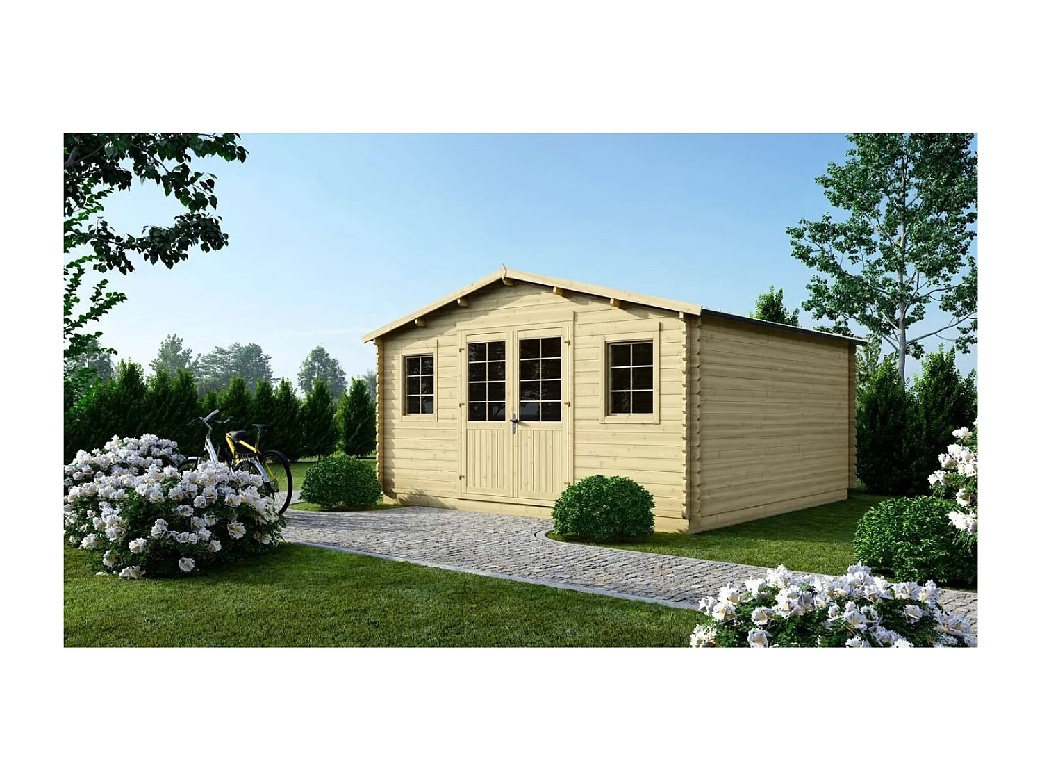 Casetta da giardino in legno - 20m2 - 5x4m - 40mm - colore: naturale - DOM598 - ALTANKA