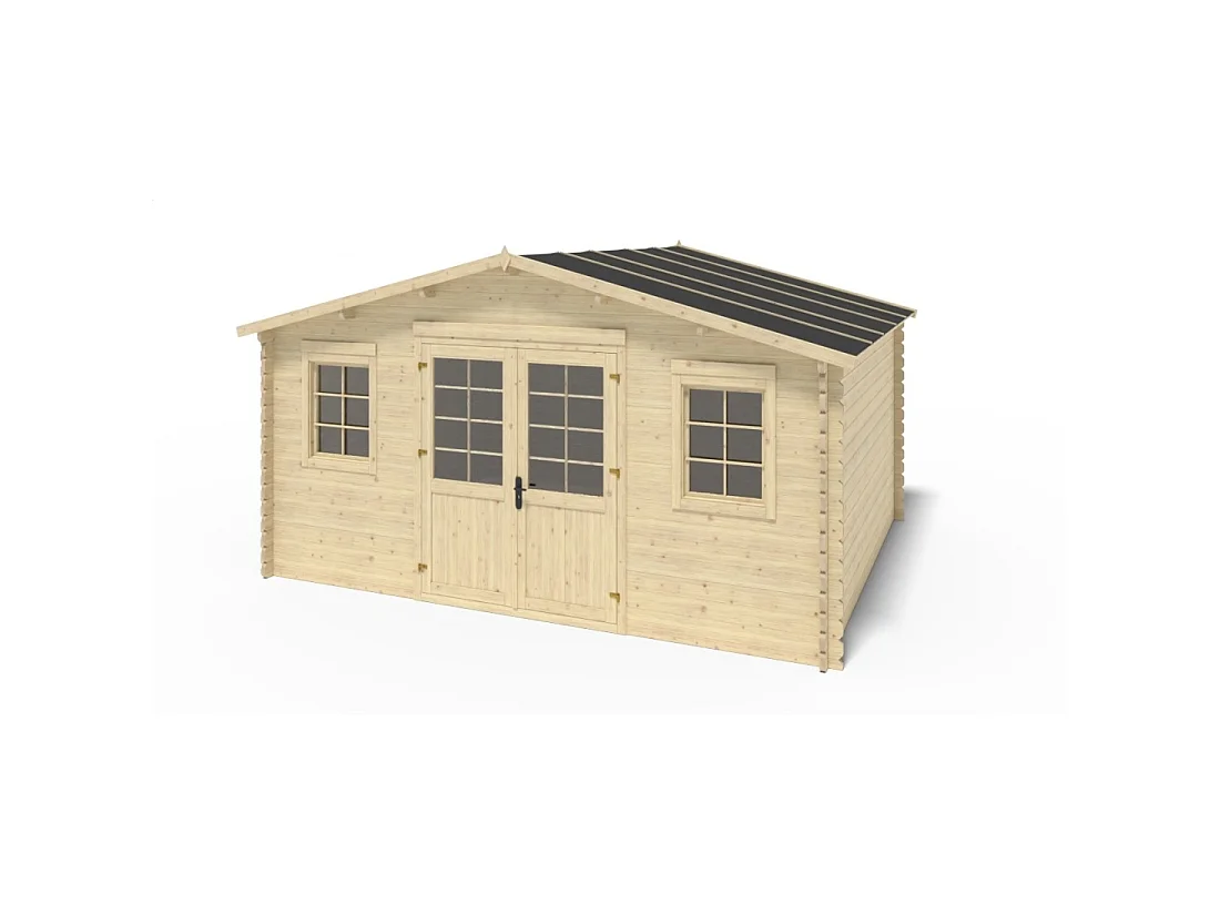 Abri de jardin en bois - 20m2 - 5x4m - Ep. 40mm - Couleur: naturel - DOM598 - ALTANKA