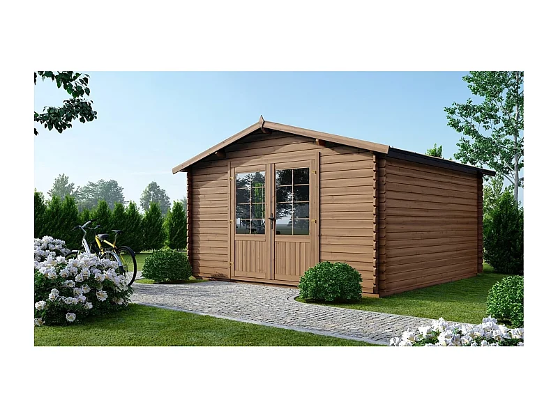 Casetta da giardino in legno - 15.20m2 - 3.90x3.90m - impregnata - 34mm - colore: marrone - DOM563 - ALTANKA