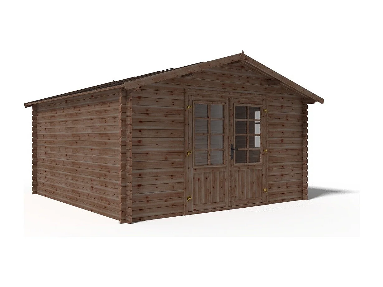 Casetta da giardino in legno - 15.20m2 - 3.90x3.90m - impregnata - 34mm - colore: marrone - DOM563 - ALTANKA