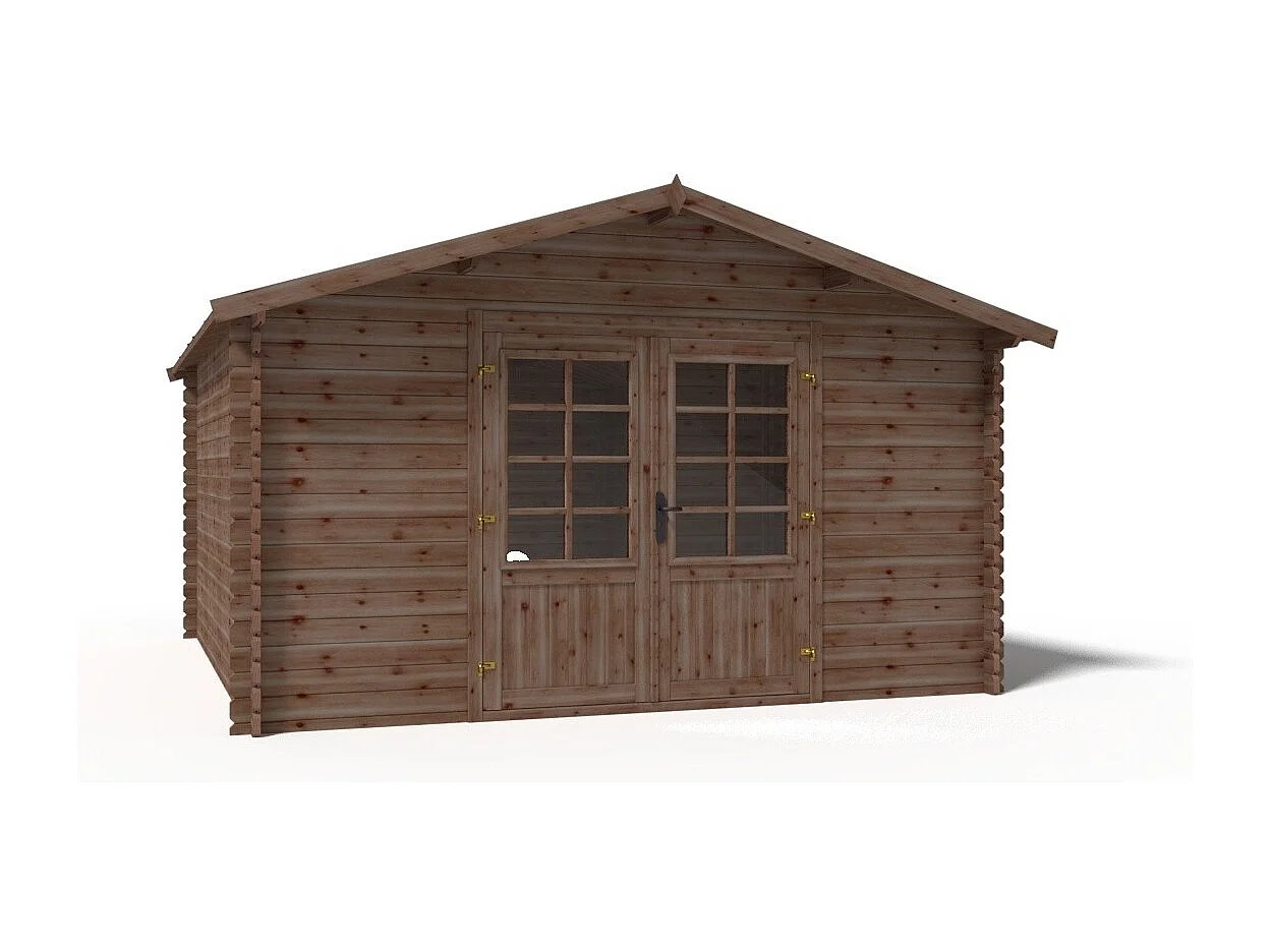 Casetta da giardino in legno - 15.20m2 - 3.90x3.90m - impregnata - 34mm - colore: marrone - DOM563 - ALTANKA