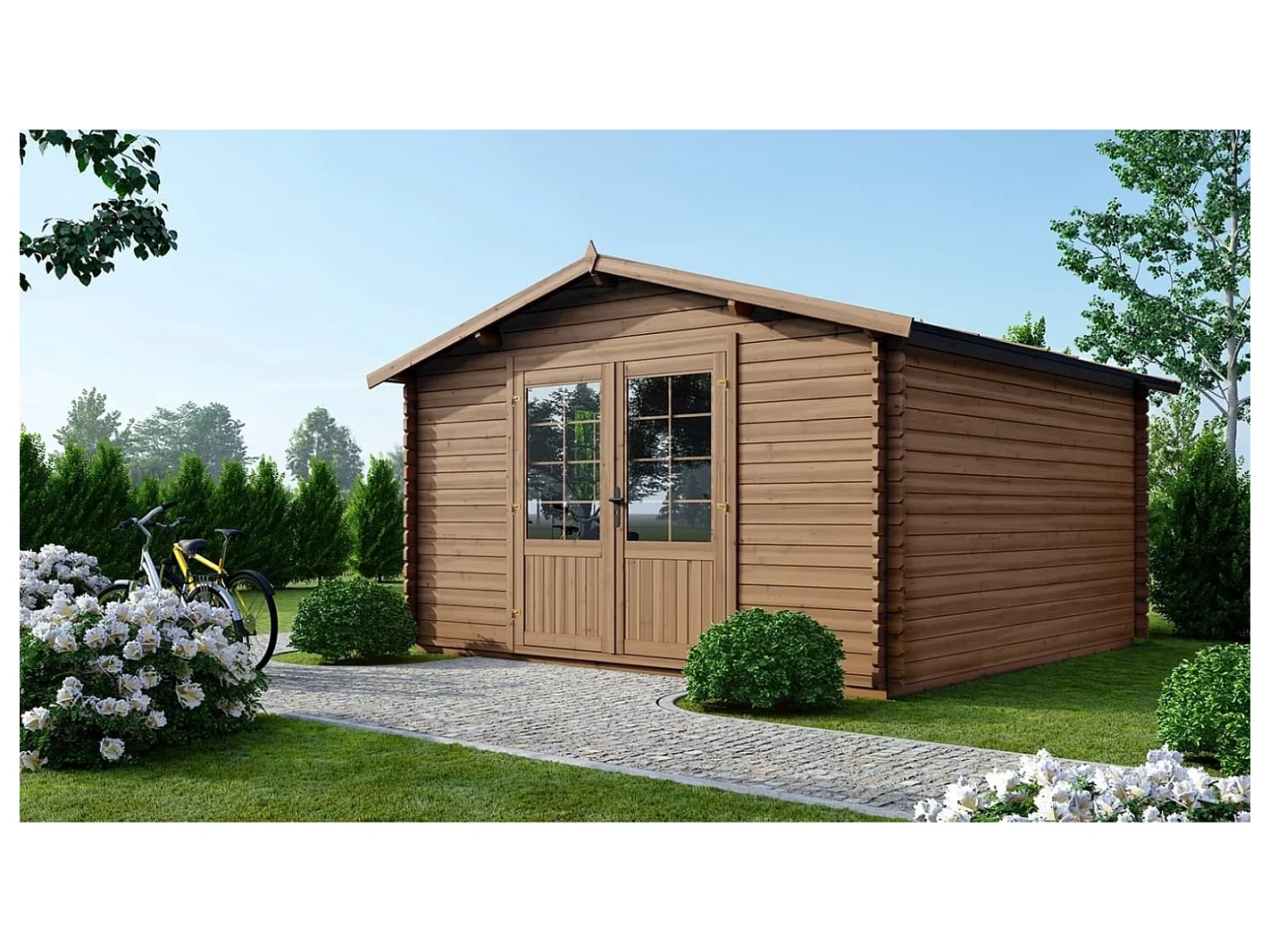 Casetta da giardino in legno - 15.2m2 - 3.9x3.9m - impregnata - 34mm - colore: marrone - DOM563 - ALTANKA