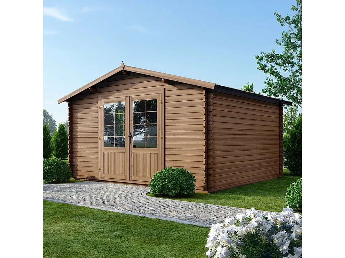 Casetta da giardino in legno - 15.2m2 - 3.9x3.9m - impregnata - 34mm - colore: marrone - DOM563 - ALTANKA