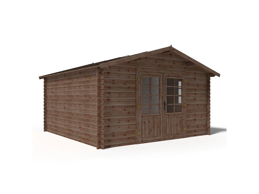 Casetta da giardino in legno - 15.2m2 - 3.9x3.9m - impregnata - 34mm - colore: marrone - DOM563 - ALTANKA