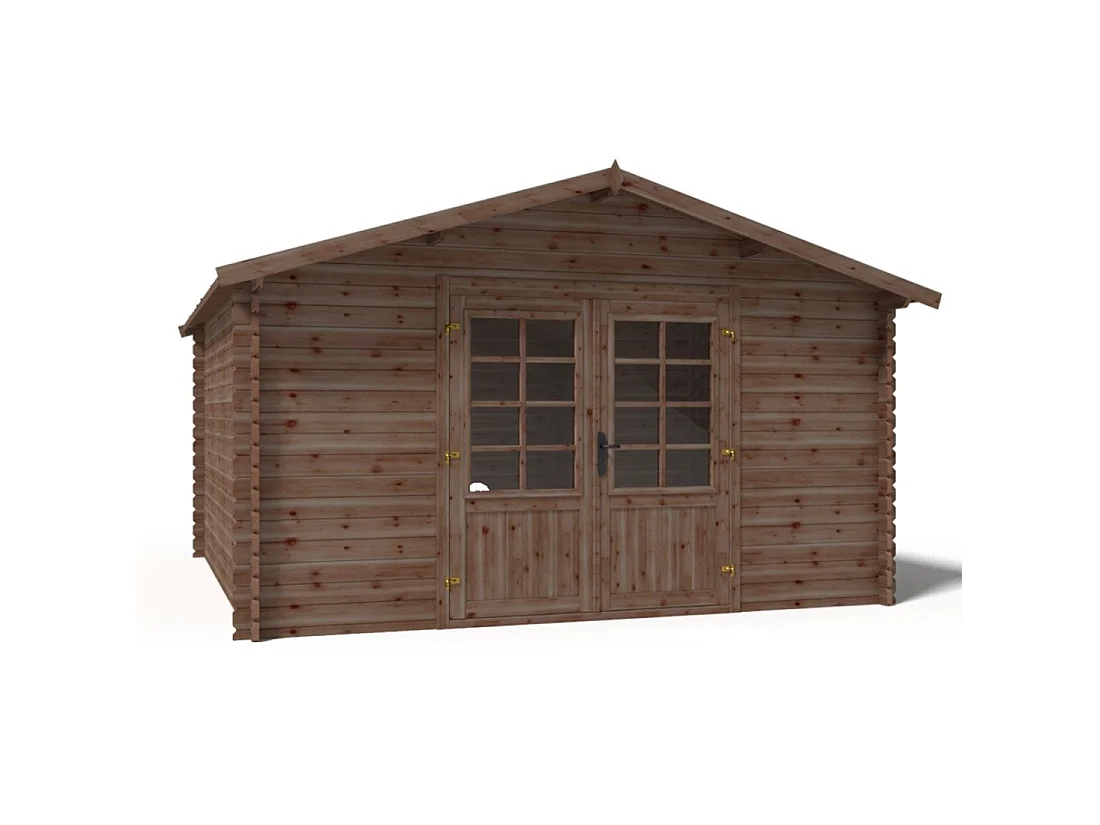 Casetta da giardino in legno - 15.2m2 - 3.9x3.9m - impregnata - 34mm - colore: marrone - DOM563 - ALTANKA