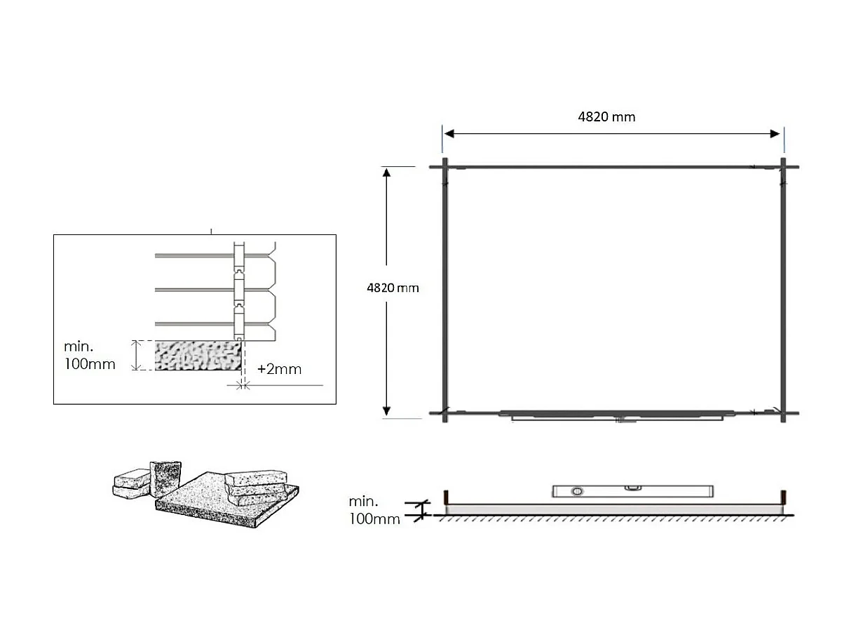 Abri de jardin en bois - 25m2 - 5x5m - Traité - Ep. 28mm - Couleur: marron - DOM596 - ALTANKA