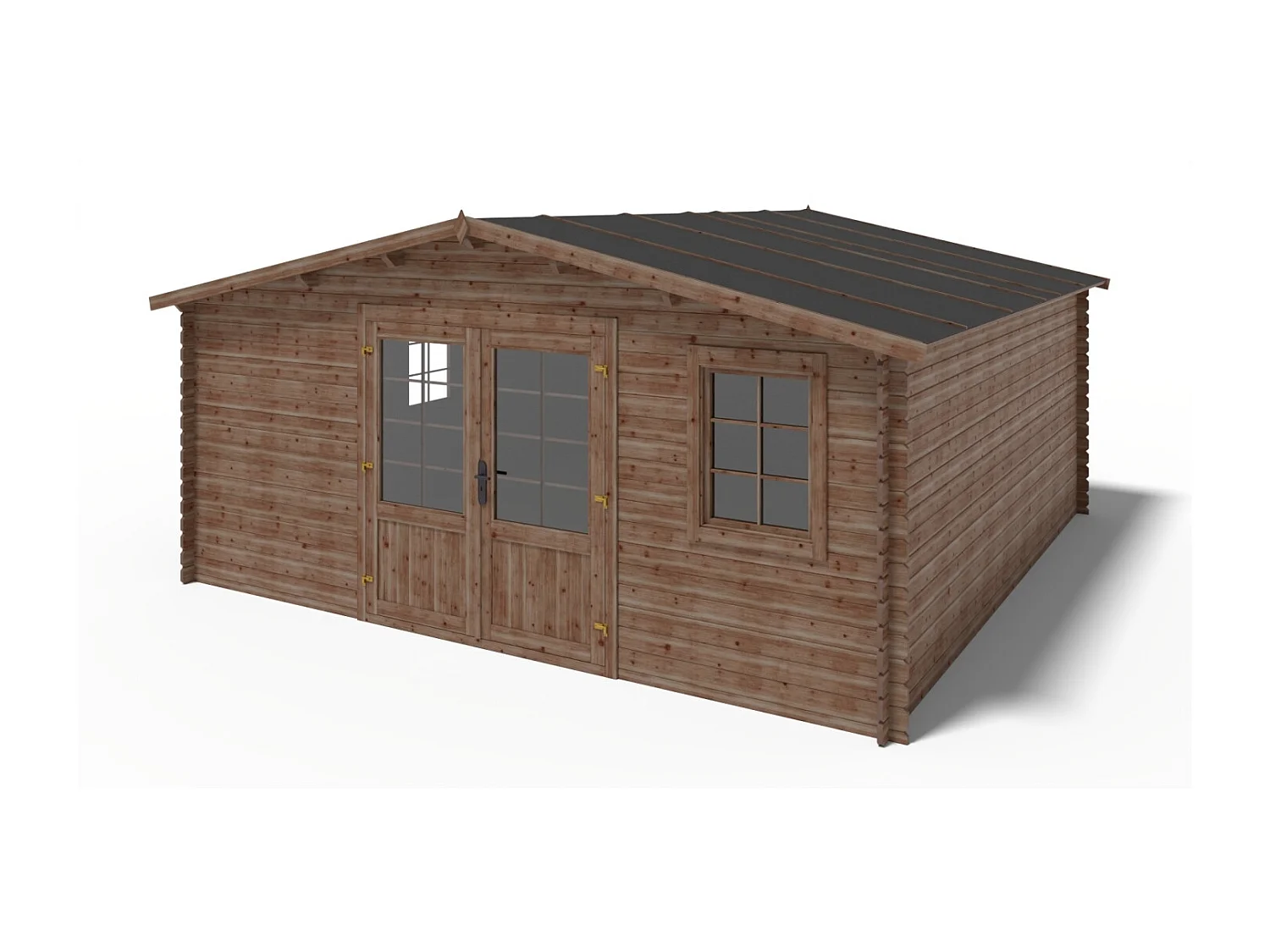 Abri de jardin en bois - 25m2 - 5x5m - Traité - Ep. 28mm - Couleur: marron - DOM596 - ALTANKA