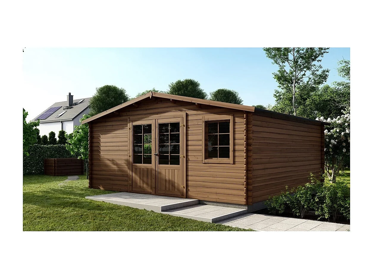 Casetta da giardino in legno - 25m2 - 5x5m - impregnata - 28mm - colore: marrone - DOM596 - ALTANKA