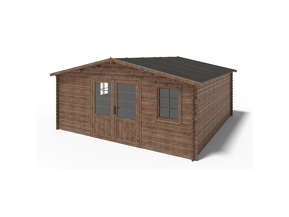 Abri de jardin en bois - 25m2 - 5x5m - Traité - Ep. 28mm - Couleur: marron - DOM596 - ALTANKA