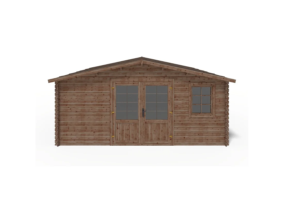 Abri de jardin en bois - 25m2 - 5x5m - Traité - Ep. 28mm - Couleur: marron - DOM596 - ALTANKA