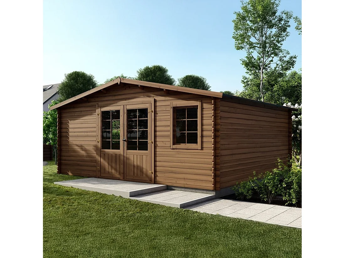 Casetta da giardino in legno - 25m2 - 5x5m - impregnata - 28mm - colore: marrone - DOM596 - ALTANKA