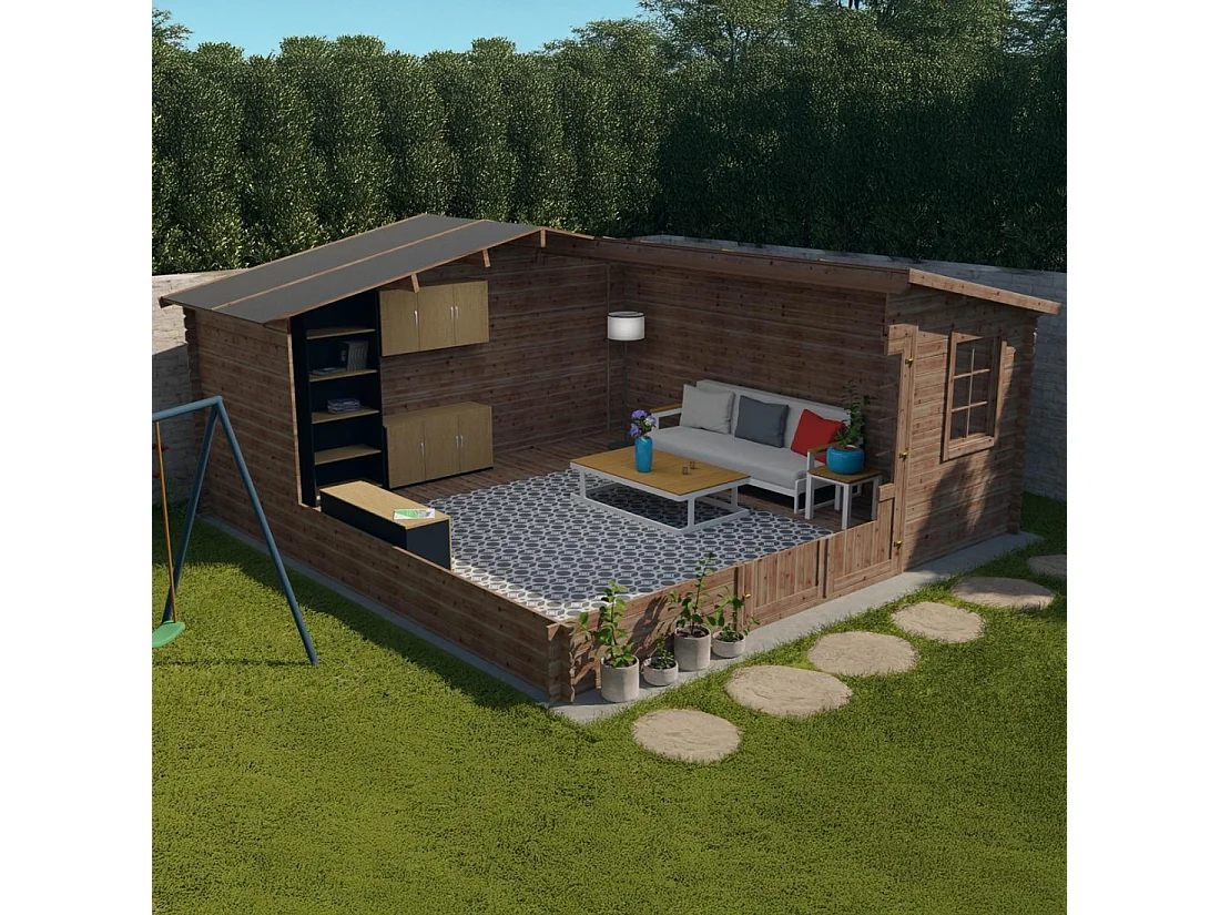 Casetta da giardino in legno - 25m2 - 5x5m - impregnata - 28mm - colore: marrone - DOM596 - ALTANKA
