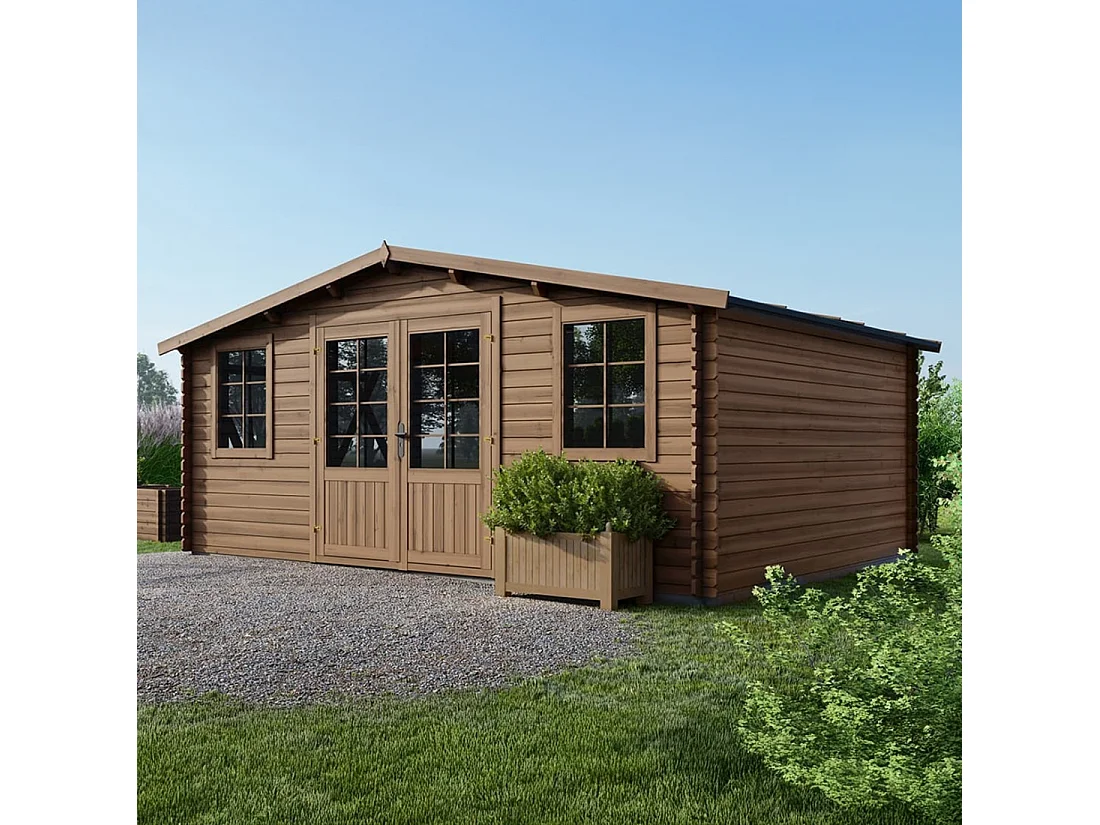 Casetta da giardino in legno - 20m2 - 5x4m - impregnata - 28mm - colore: marrone - DOM566 - ALTANKA