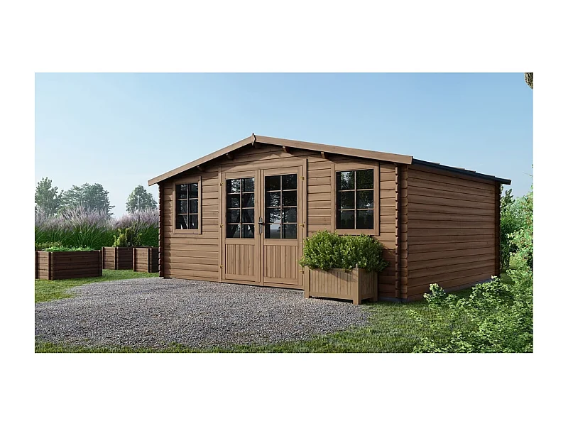 Casetta da giardino in legno - 20m2 - 5x4m - impregnata - 28mm - colore: marrone - DOM566 - ALTANKA