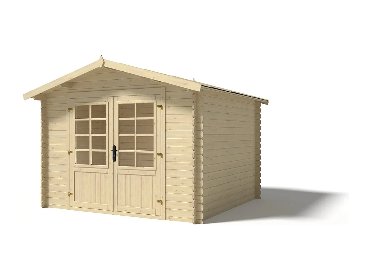 Casetta da giardino in legno - 9.00m2 - 3.00x3.00m - 28mm - colore: naturale - DOM530 - ALTANKA