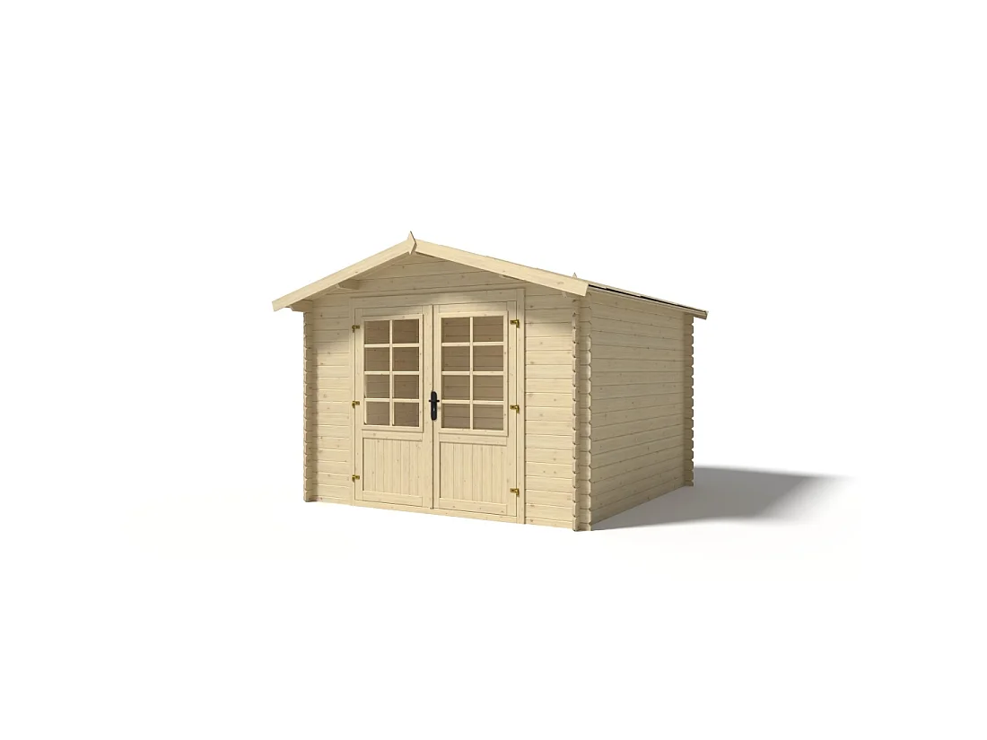Casetta da giardino in legno - 9m2 - 3x3m - 28mm - colore: naturale - DOM530 - ALTANKA