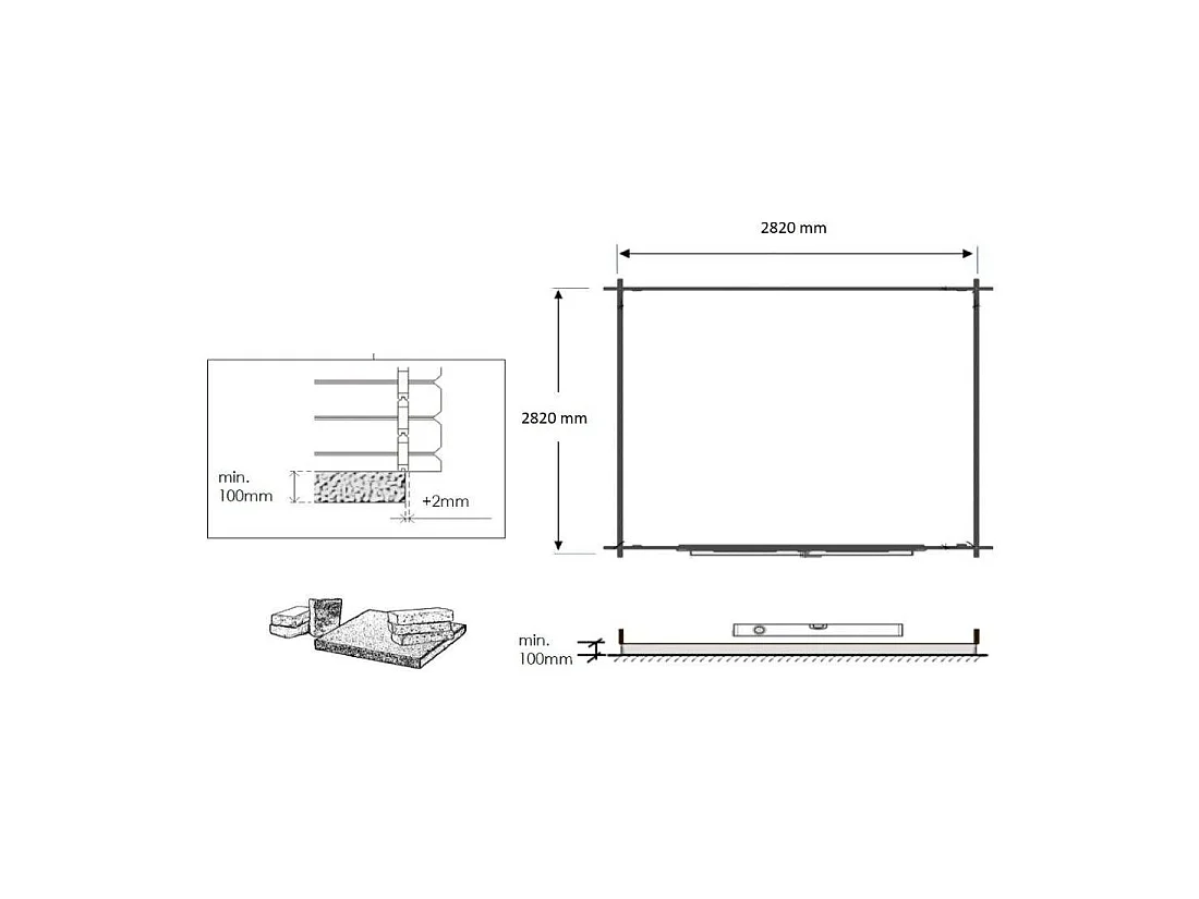 Casetta da giardino in legno - 9m2 - 3x3m - 28mm - colore: naturale - DOM530 - ALTANKA
