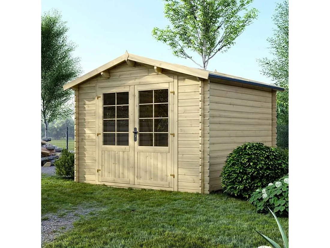 Casetta da giardino in legno - 9m2 - 3x3m - 28mm - colore: naturale - DOM530 - ALTANKA
